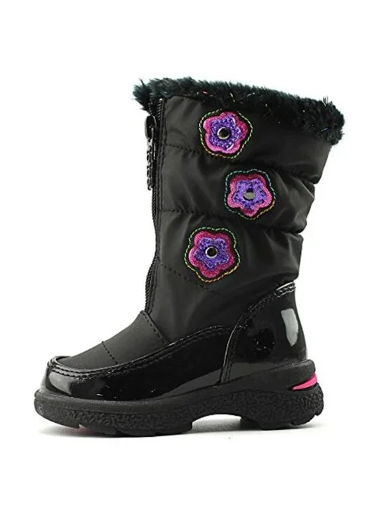 Totes Toddler Girls Floral Design Waterproof Snow Winter Boots Black Size 6M - Picture 11 of 11